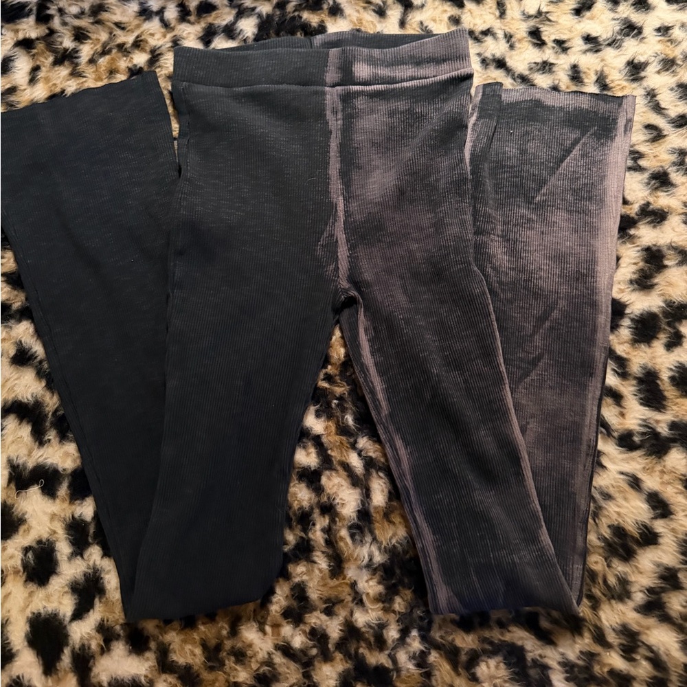 Zara Ribbed Leggings in Black and Charcoal